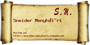 Sneider Menyhért névjegykártya